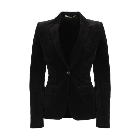 Gucci Jackets & Blazers - Gucci Corduroy Blazer Jacket Womens 42 IT Small Black One Button Long Sleeve S